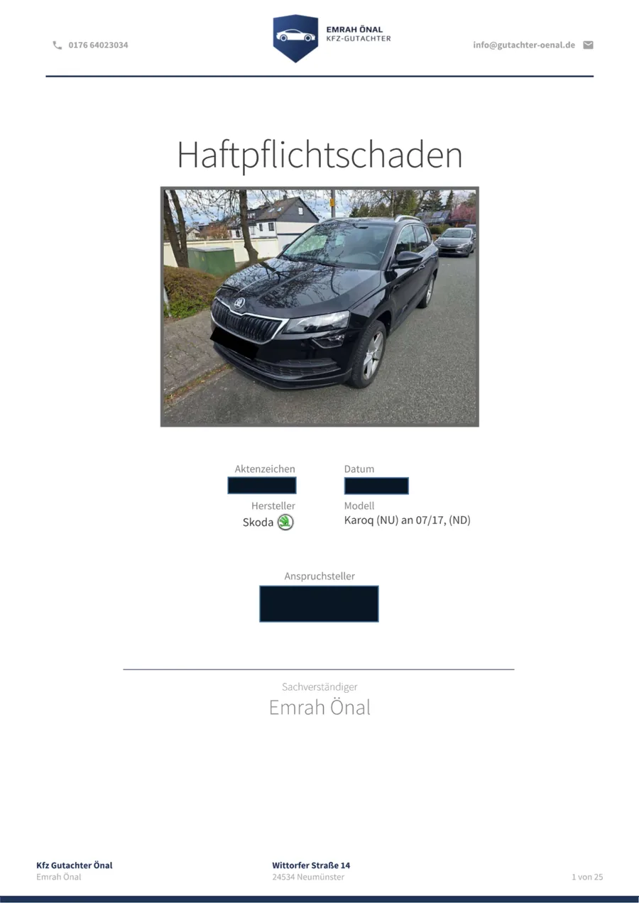 Deckblatt des Gutachtens